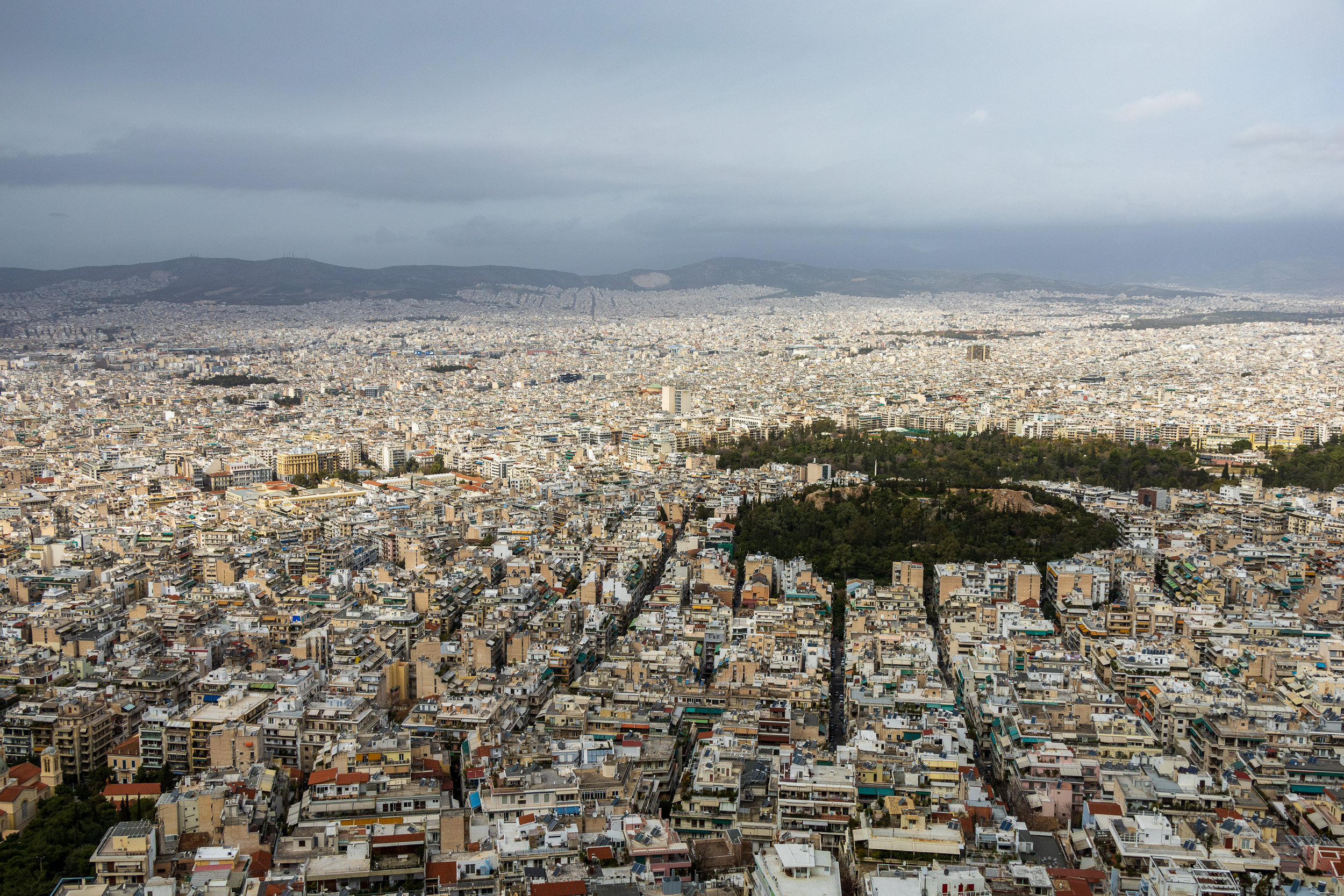 Панорама Афин с вершины холма Ликавитос